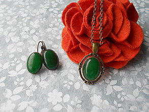 Sady šperkov - Sada s tmavozeleným jadeitom - 15101971_