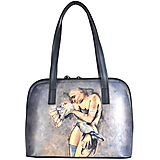 Kabelky - Ručne maľovaná kabelka s motívom Dievča s holubmi - 15100968_