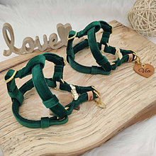 Pre zvieratá - Baxie handmade EMERALD velvet, smaragdový zelený zamatový step in postroj pre psa - 15103699_
