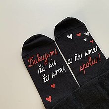 Pánske oblečenie - Maľované ponožky s nápisom: "Ďakujem, že si, že som, a že sme spolu!" (Čierne) - 15101052_