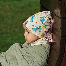 Detské čiapky - Dráčik úpletová čiapka, nákrčník alebo set - 15103921_