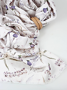 Šatky - Exkluzívna ľanová pôvabná šatka s kvetinovou potlačou "Lilian" - 15106096_