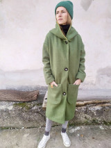 Bundy a kabáty - OLIVA vlnený kabát s kapucňou - 15104044_