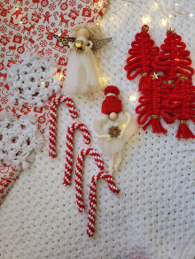 Dekorácie - Sada vianočných ozdôb Červeno-biele Vianoce - 15104616_