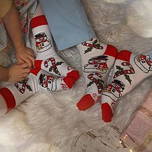Ponožky, pančuchy, obuv - (V13) Ponožky Vianočný mix biely - 15103917_
