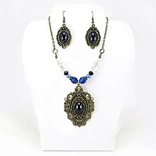 Sady šperkov - Sada šperkov Eleonóra v tmavomodrej farbe s filigránom - 15107904_