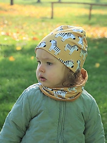 Detské čiapky - Zebry úpletová čiapka, nákrčník alebo set (Set) - 15113215_