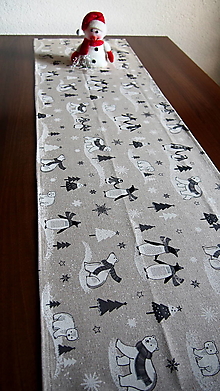Úžitkový textil - Štóla vianočná- ľadový medveď s tučniakom - 15111035_