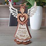 Dekorácie - Anjel na krstiny, originálny drevený darček (Drevo-Biela 13x19cm) - 15113073_