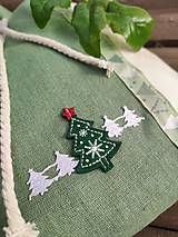 Úžitkový textil - Ľanové vianočné / mikulášske vrece zelené - 15110255_