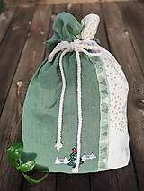 Úžitkový textil - Ľanové vianočné / mikulášske vrece zelené - 15110261_