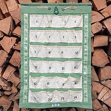 Dekorácie - Ľanový vianočný kalendár zelený - 15110102_