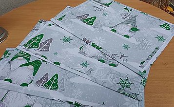 Úžitkový textil - Vianočnè prestieranie škriatkovia (Zelení) - 15116911_