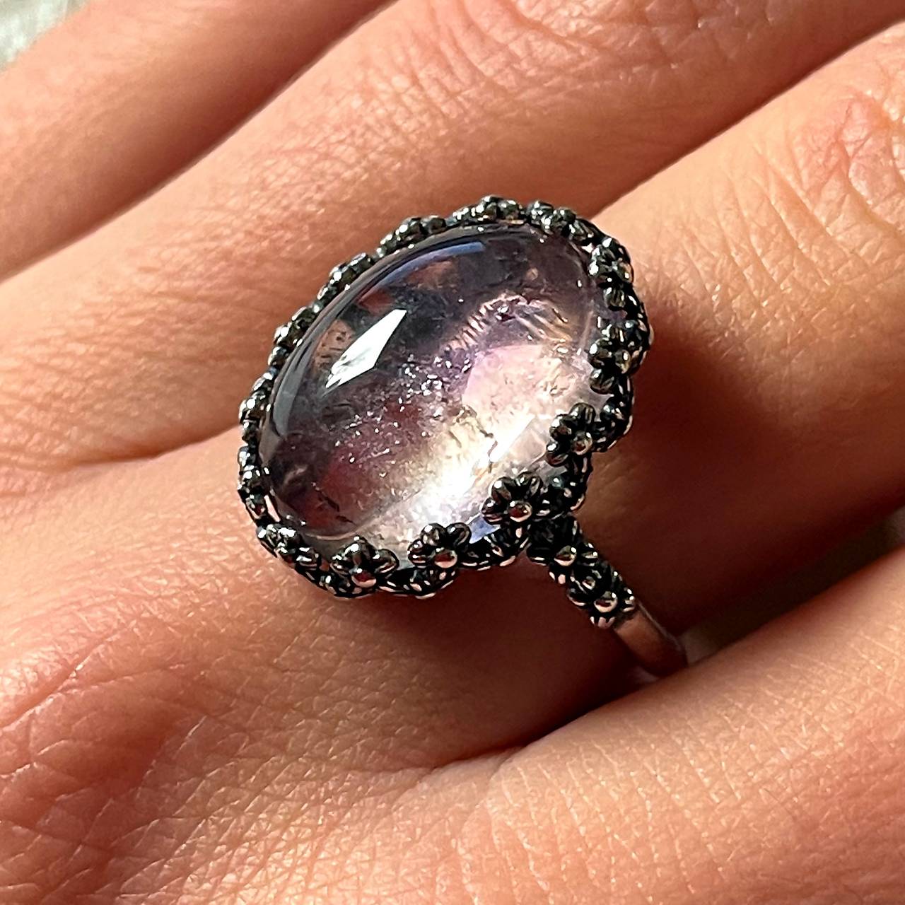 Ametrine Filigree Flower AG925 Silver Ring  / Strieborný prsteň s ametrínom