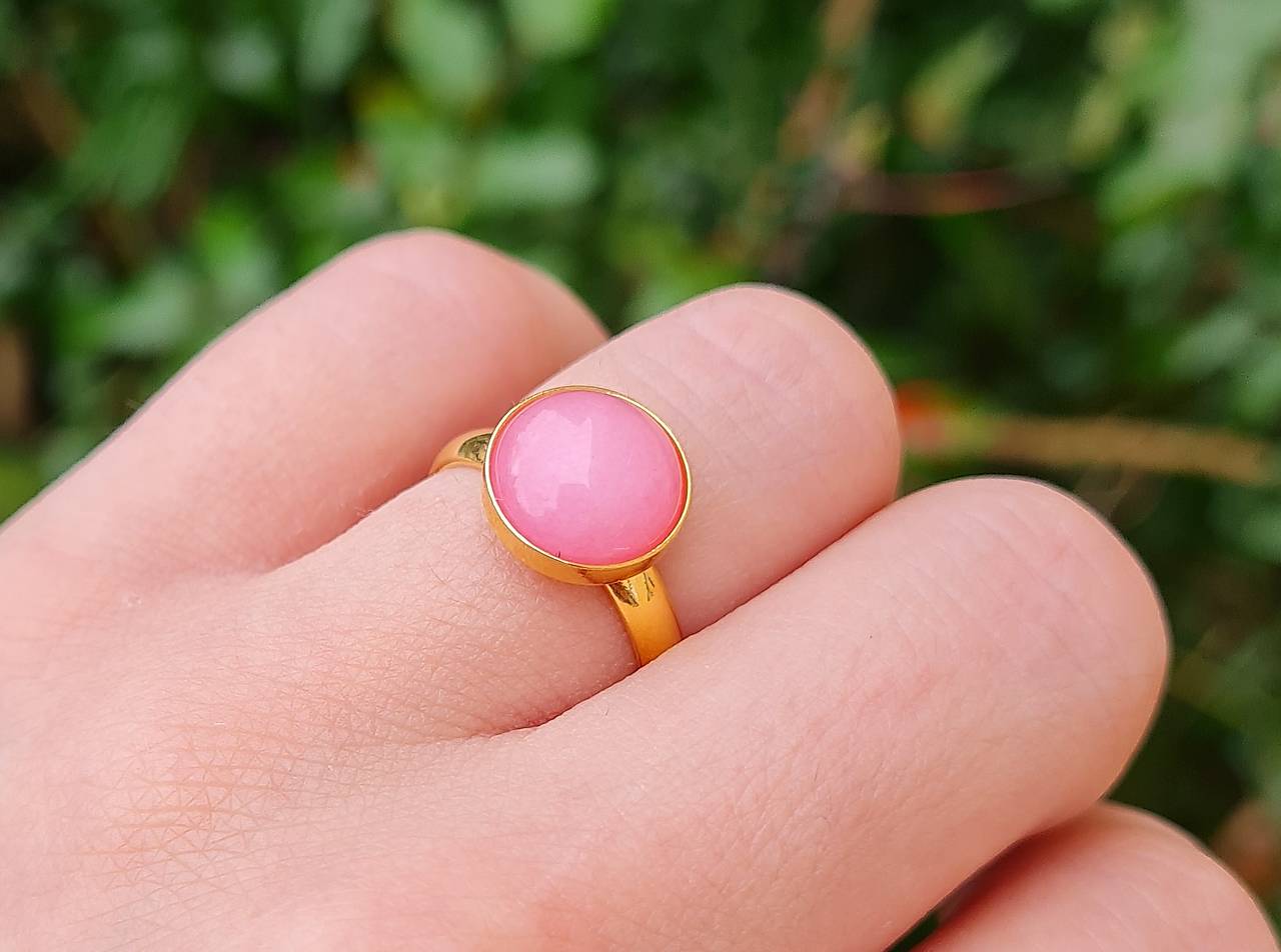 Prsteň Jadeit v pozlátenom striebre