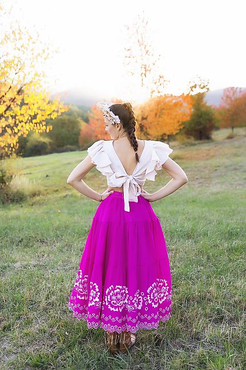 Ružová madeirová sukňa Liptovská deva