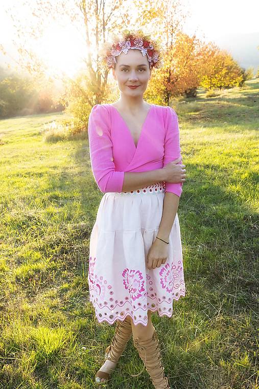 ružová madeirová sukňa Liptovská deva
