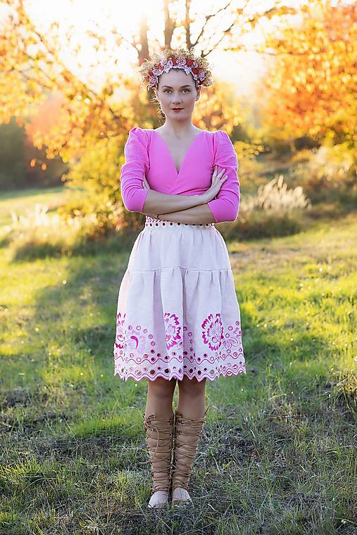 ružová madeirová sukňa Liptovská deva