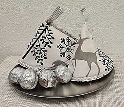 Úžitkový textil - Chňapka kuchynská  malá na pokrievku (Biela - vianočný motív) - 15116536_