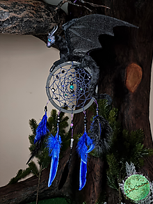 Dekorácie - Lapač snov s veľkým nočným Drakom, svet drakov od DalieCreations - 15114375_