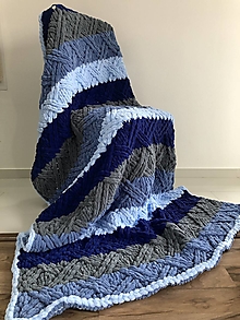 Úžitkový textil - Deka z Alize Puffy 170x120cm modro-sivá - 15115094_