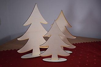 Dekorácie - Drevená vianočná ozdoba stromček sada 3ks - 15115954_