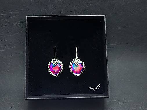 Náušnice - náušnice srdiečka Fuchsia - 15119530_