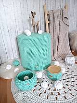 Úžitkový textil - Háčkovaný puf stolík mentolový - 15117607_