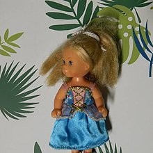 Hračky - háčkované a šité šatičky  pre 11 cm bábiku Evičku (tyrkysové šaty) - 15119801_