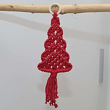 Dekorácie - malý červený macramé vianočný stromček - 15119663_