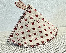 Úžitkový textil - Chňapka kuchynská  malá na pokrievku (Béžová s bordovými bodkami a kvietkami) - 15117732_