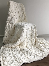 Úžitkový textil - Deka z Alize Puffy 180x150cm - srdiečková,krémová - 15117178_