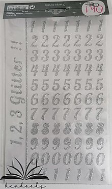 Papier - Glitrové nálepky  (240 znakov) (Strieborné čísla (210ks)) - 15118845_