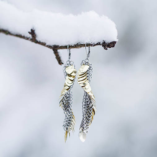 Náušnice - Micro náušnice - Šupinové spirály (Zlatá) - 15123260_