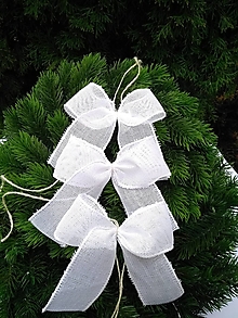 Dekorácie - biele jutové mašle na stromček tvarovateľné - 15122249_