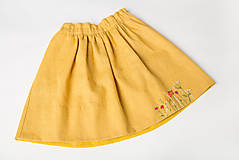 Detské oblečenie - Ľanová suknička s vyšívanými kvietkami - žltá - 15122864_