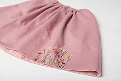 Detské oblečenie - Ľanová suknička s vyšívanými kvietkami - ružová - 15122894_