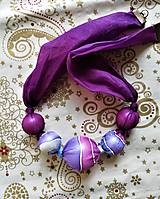 Náhrdelníky - Hodvábny náhrdelník fialový - 15121642_
