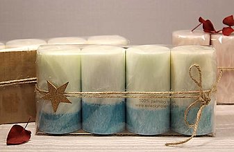 Svietidlá a sviečky - Adventné sviečky - bielotyrkysové - 15123543_