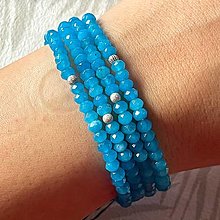 Náramky - Elastic Tiny Neon Blue Jade Bracelet / Jemný elastický náramok neonový jadeit - 15127082_