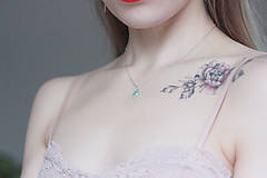 Náhrdelníky - Strieborný náhrdelník s polodrahokamami (ruženín, mesačný kameň, amazonit) (Strieborný náhrdelník s amazonitom) - 15126754_