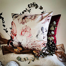 Úžitkový textil - Zimno vianočný zamatový vankúšik 40x40cm Maco (Floral) - 15129500_