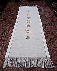 Úžitkový textil - Ručne vyšívaný vianočný obrus - behúň výrez V11 obdĺžnik 145x45cm - 15125962_