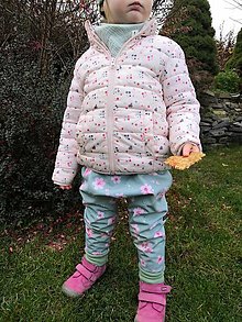 Detské oblečenie - Softshellové nohavice, pudláče - kvety na mentolovej - 15129537_