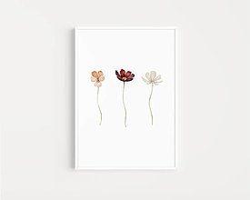Grafika - Akvarelový art print - Tri kvety - 15125766_