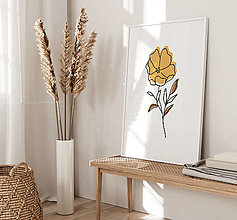 Grafika - Line Art obraz na stenu - Žltý kvet - 15127309_