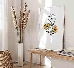 Grafika - Line Art obraz na stenu - Žlté kvety - 15127354_