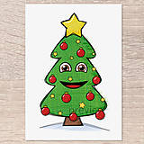 Grafika - Kreslený vianočný stromček s tváričkou (verzia 2022) - 15126677_