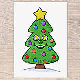 Grafika - Kreslený vianočný stromček s tváričkou (verzia 2022) - 15126683_