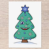 Grafika - Kreslený vianočný stromček s tváričkou (verzia 2022) - 15126702_